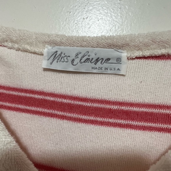 Vintage Miss Elaine Relax Pullover Short Robe Striped Short Sleeve OS - Picture 6 of 8